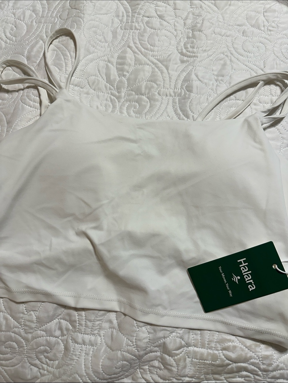 HALARA White Double-Strap Cropped Camisole